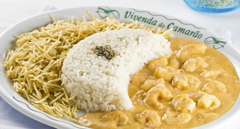 Prato Estrogonofe de Caramrão, Arroz, Batata Palha, Vivenda do Camarão